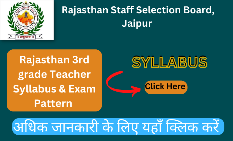 Rajasthan 3rd grade Teacher syllabus &exam pattern