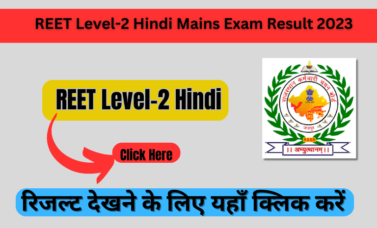 REET Level-2 Hindi Mains Exam Result 2023