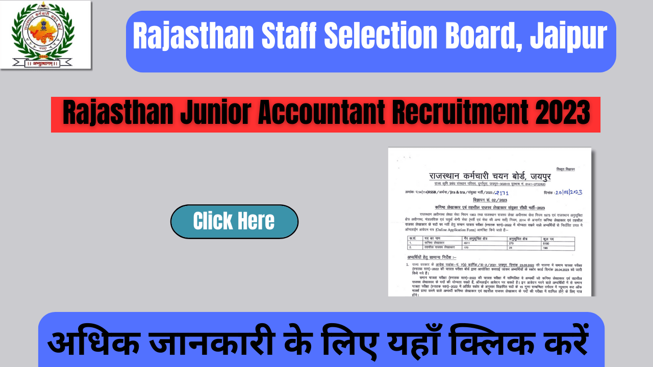 Rajasthan Junior Accountant Recruitment 2023