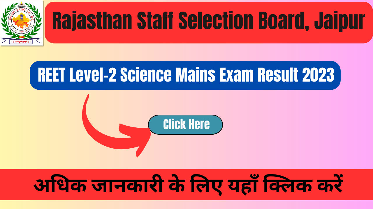 REET Level-2 Science Mains Exam Result 2023